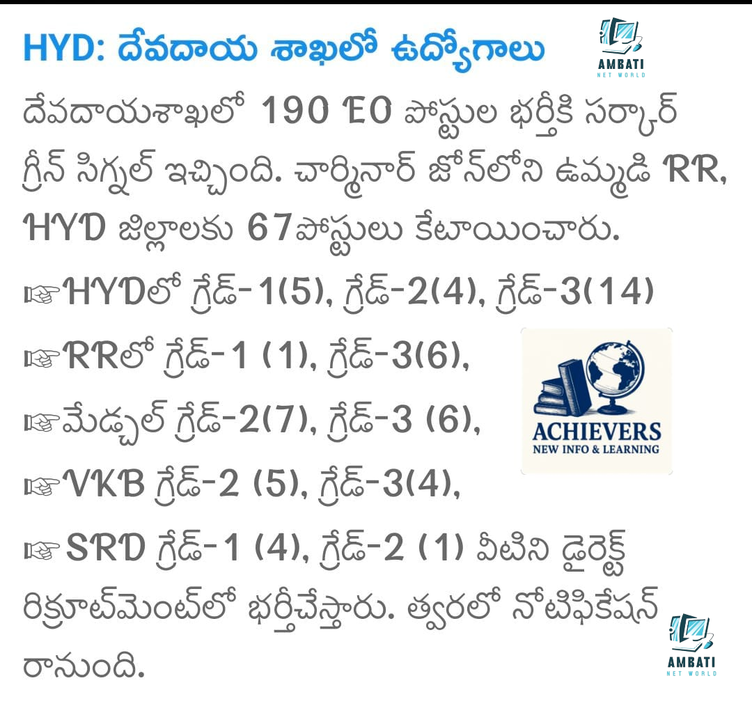 దేవదాయ శాఖలో ఉద్యోగాలు